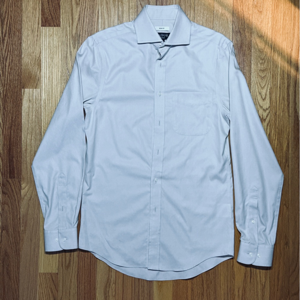 Jos. A. Bank Slim Fit Light Tan Traveler Dress Shirt 14 1/2, 32/33